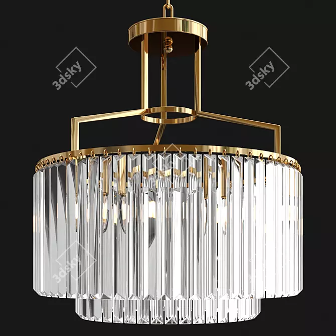 Crystal Copper LED Chandelier, 50cm 3D model image 3