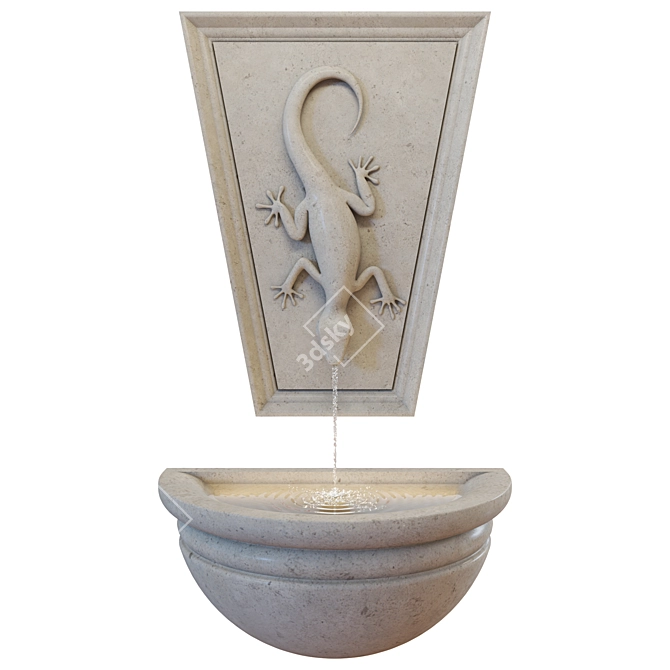 Polygonal Lizard Wall Fountain_STATUARY Geometry 3D model image 2