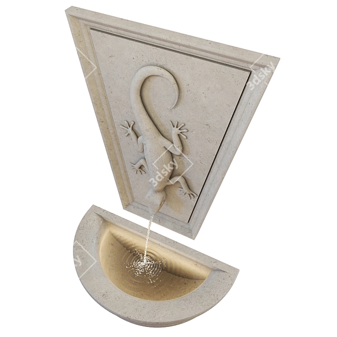 Polygonal Lizard Wall Fountain_STATUARY Geometry 3D model image 3