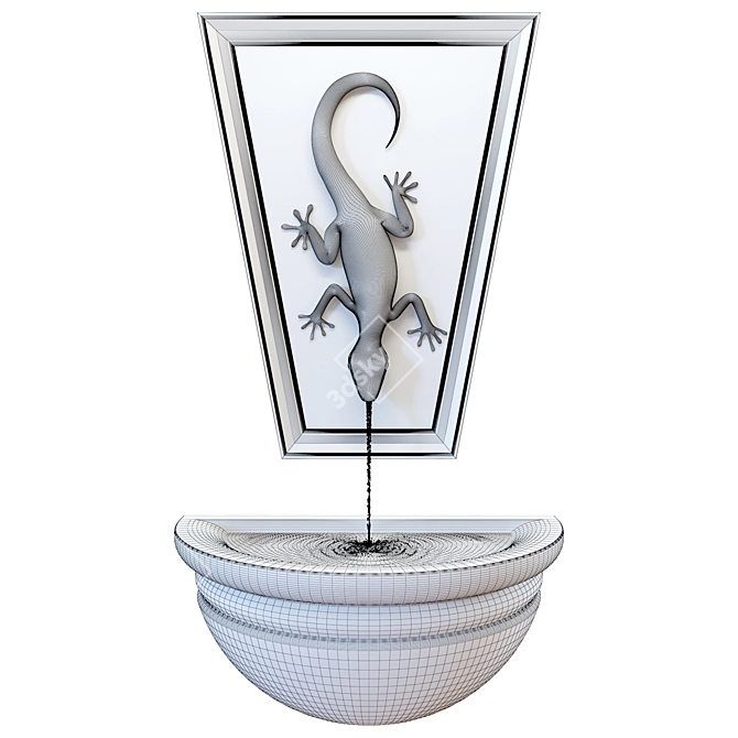Polygonal Lizard Wall Fountain_STATUARY Geometry 3D model image 4
