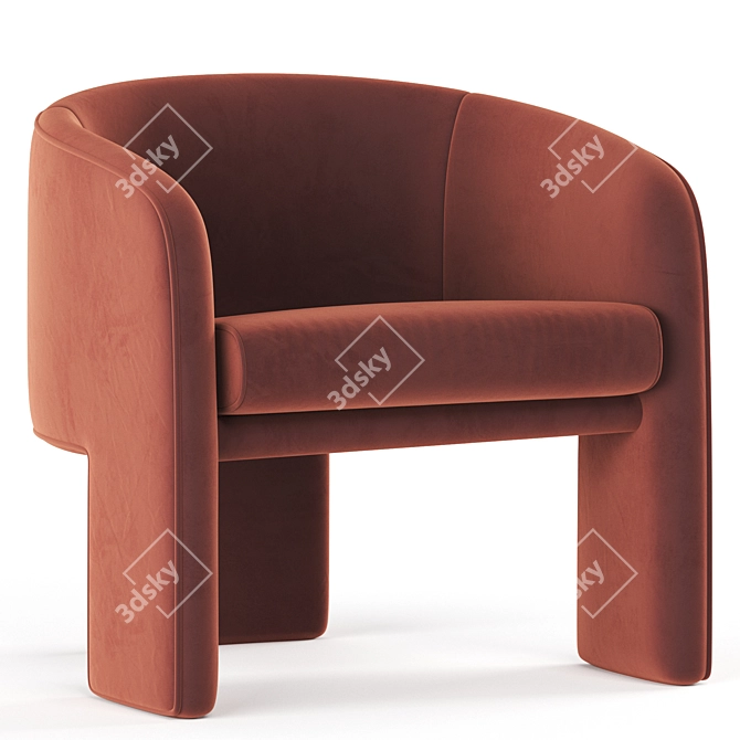 Vintage Milo Baughman Armchair Beige 3D model image 1