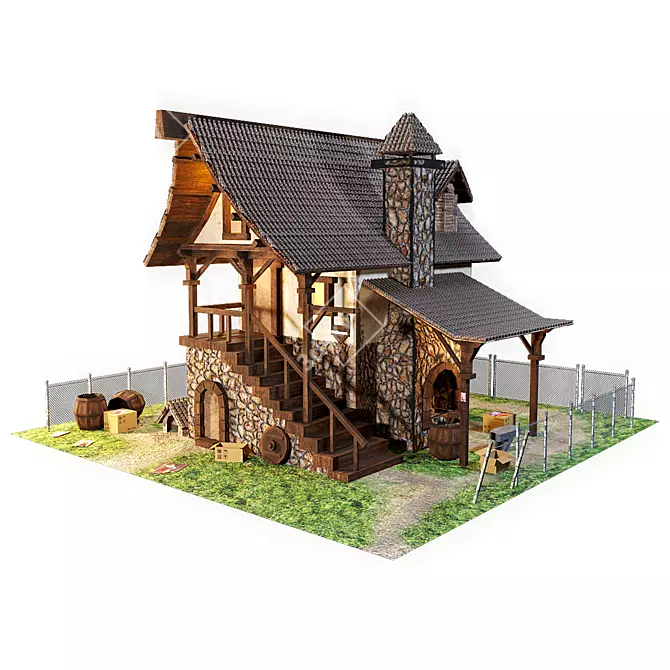 Farm Cartoon Game Elements Pack 3D model image 1