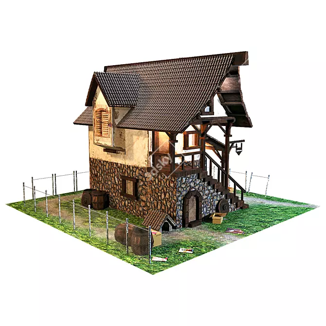 Farm Cartoon Game Elements Pack 3D model image 2