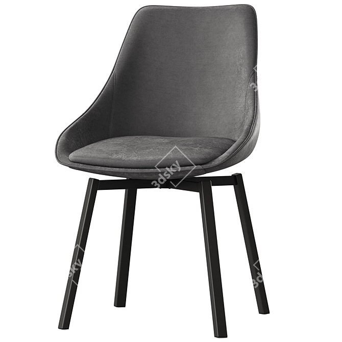 Modern Alison Dining Chair: Dark Grey/Black 3D model image 1