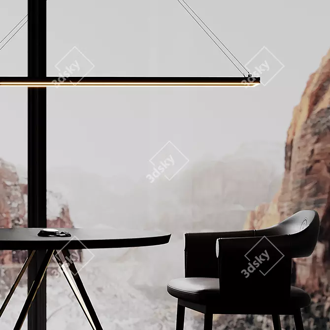 Modern LED Rectangle Pendant Light 3D model image 8