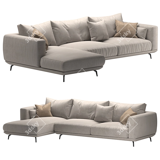 Contemporary NR23 Three Seater Sofa 3D model image 1