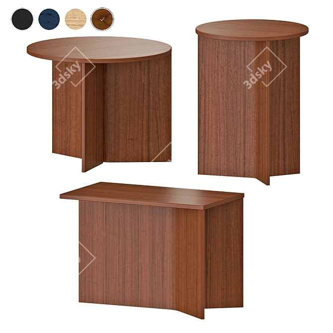 Modern Slit Side Wood Tables 3D model image 1