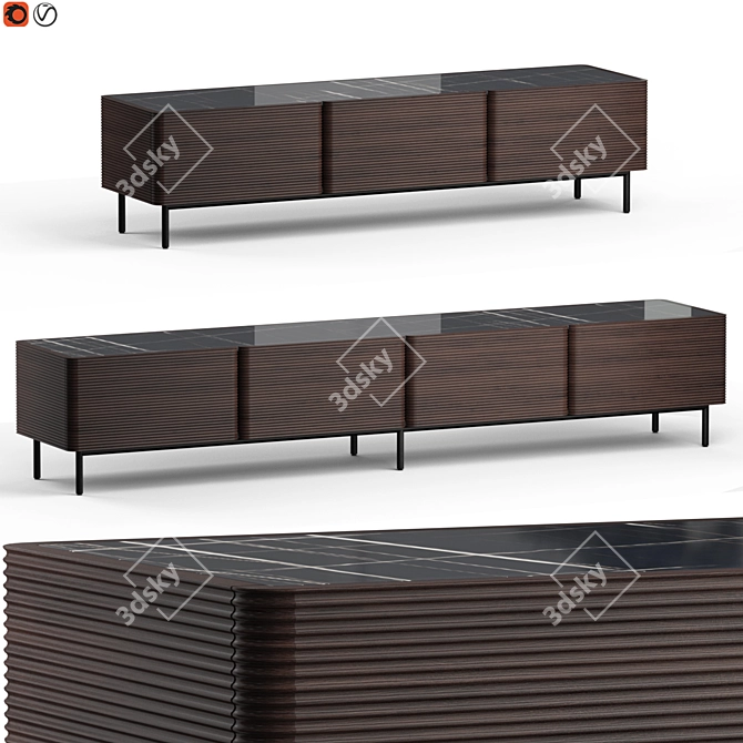 Modern Waves Design Sideboard 3D model image 1