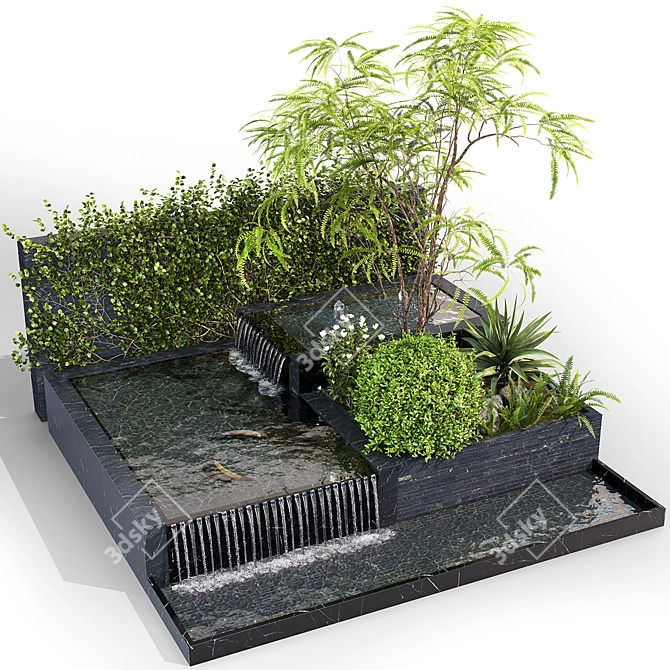 Enchanting Pond with Fish & Flora 3D model image 1