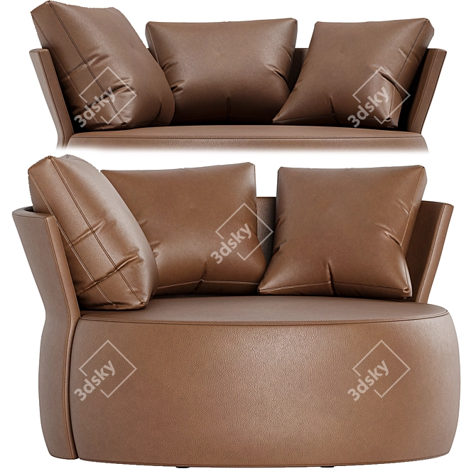 Luxury Leather Love Armchair - Large 3D model image 1