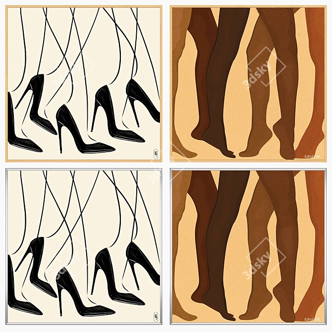 Wall Art Set with Frames 3D model image 3