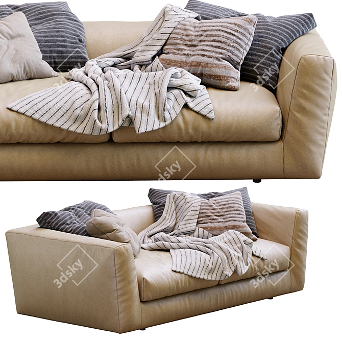 Luxury Ferlea Leather Sofa H01 3D model image 4