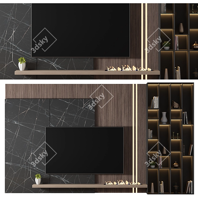 Modern TV Wall 23 Design 3D model image 1