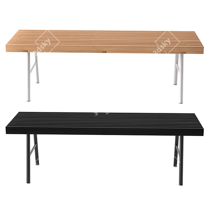 Modern Ash Transit Bench 3D model image 2