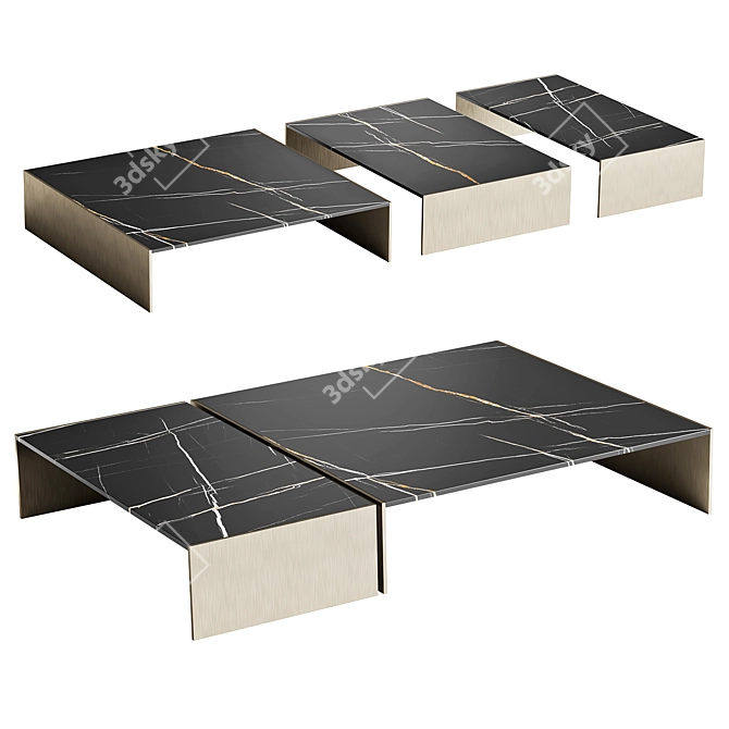 Golden Brown Minotti Marble Coffee Tables 3D model image 1