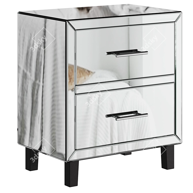 Alouette Mirrored Bedside Table 3D model image 1