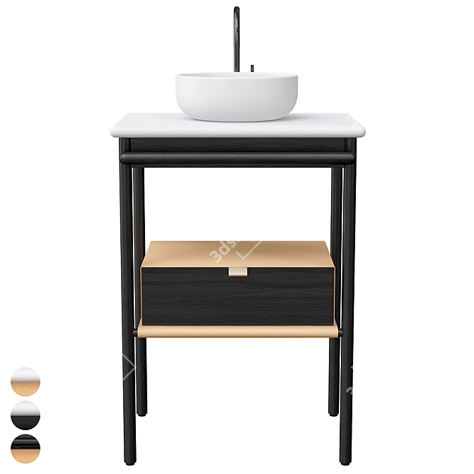 Modern Ceramic Sink Vanity Set 3D model image 1
