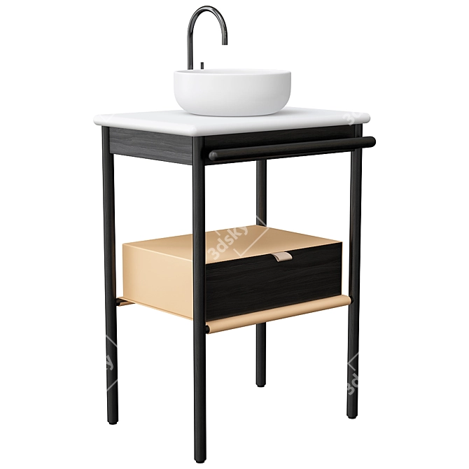 Modern Ceramic Sink Vanity Set 3D model image 4
