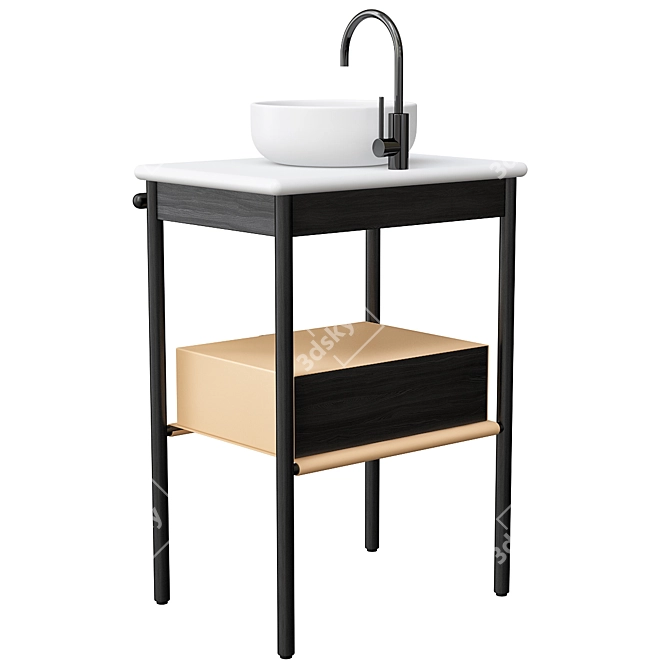 Modern Ceramic Sink Vanity Set 3D model image 5