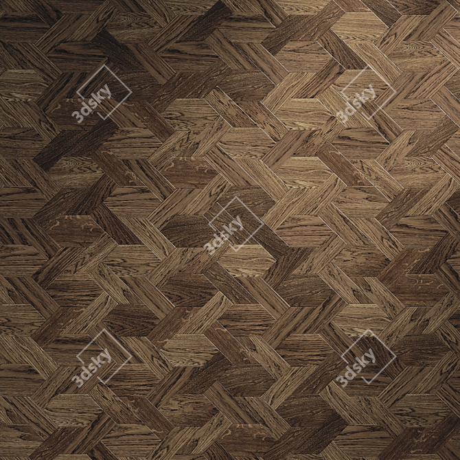 Artistic Herringbone Oak Parquet 3D model image 2
