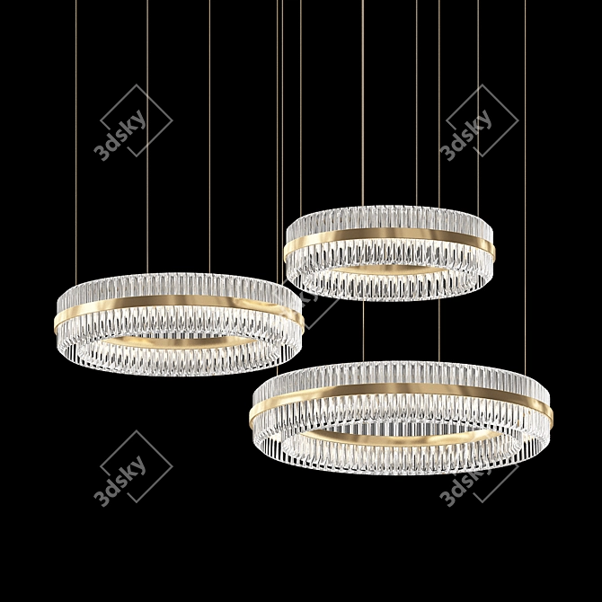 Elegant Crystal Brass Suspension 3D model image 1