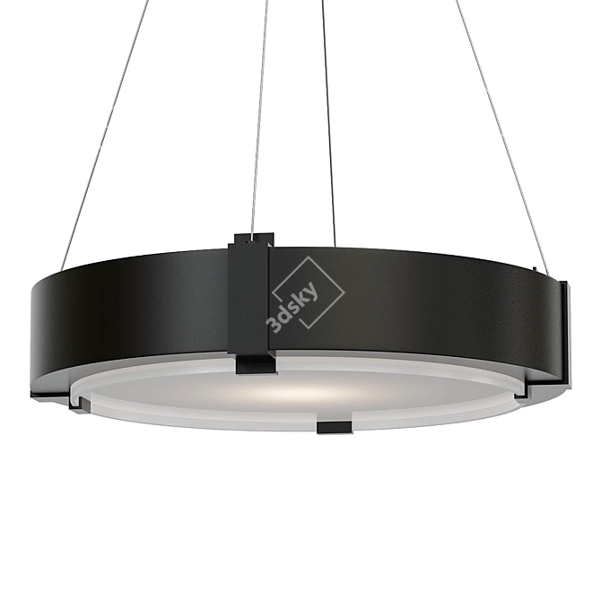 Modern Bronze LED Ring Pendant 3D model image 1