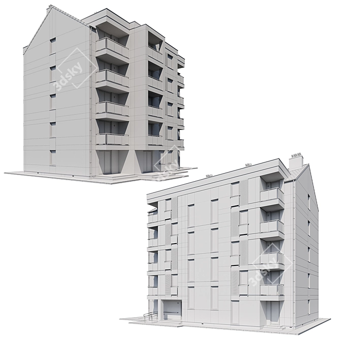 Multi-Apartment Residential Building 3D model image 2