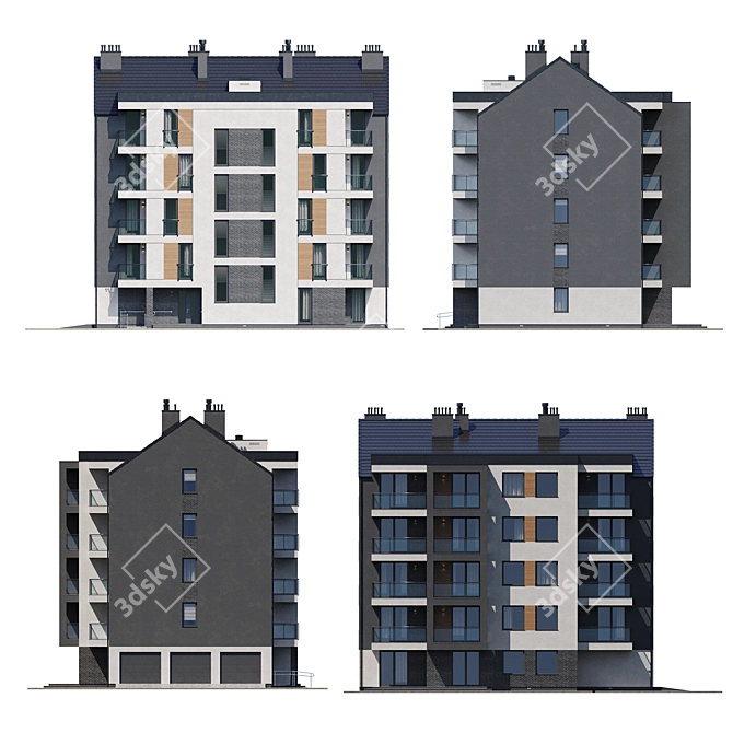 Multi-Apartment Residential Building 3D model image 3