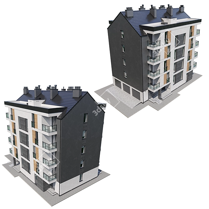 Multi-Apartment Residential Building 3D model image 4