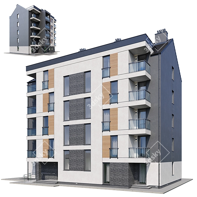 Multi-Apartment Residential Building 3D model image 5