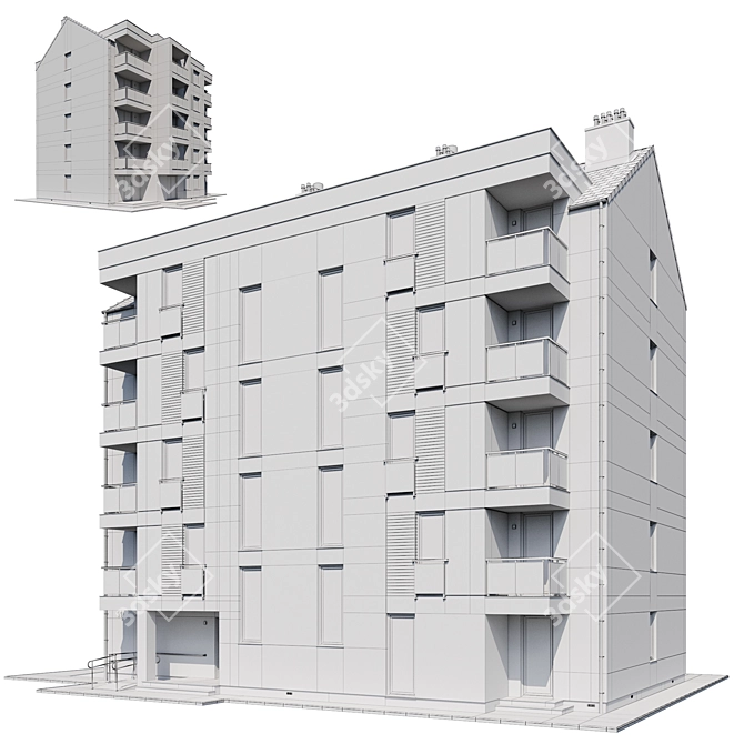 Multi-Apartment Residential Building 3D model image 6