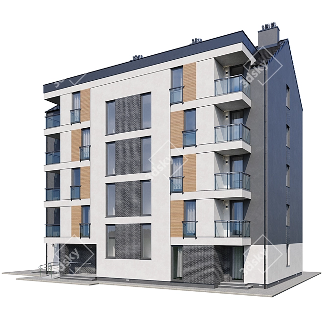 Multi-Apartment Residential Building 3D model image 9