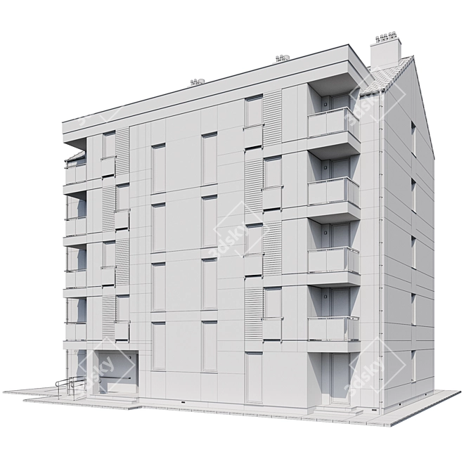 Multi-Apartment Residential Building 3D model image 10