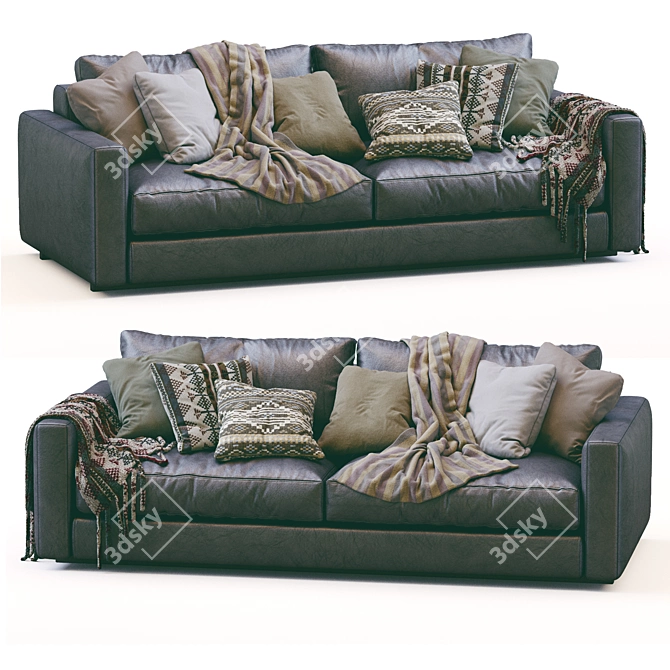 Ferlea Simple Leather Sofa 3D Model 3D model image 4