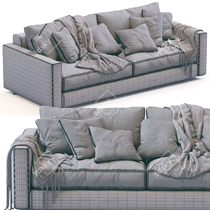 Ferlea Simple Leather Sofa 3D Model 3D model image 6