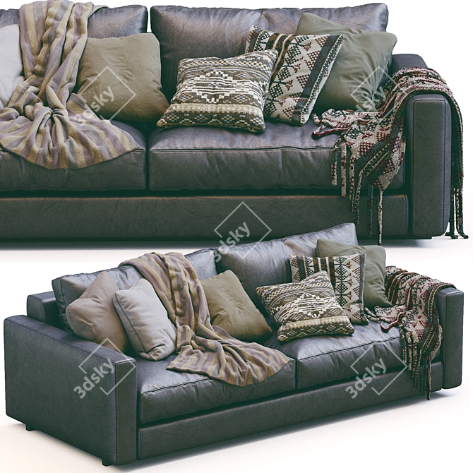 Ferlea Simple Leather Sofa 3D Model 3D model image 7