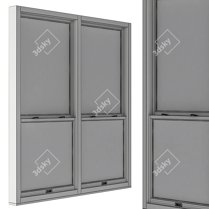 Wooden Double Hung Window Set 3D model image 6