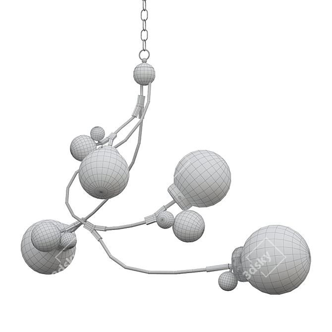 Nature-Inspired Sprig Pendant Sculpture 3D model image 2