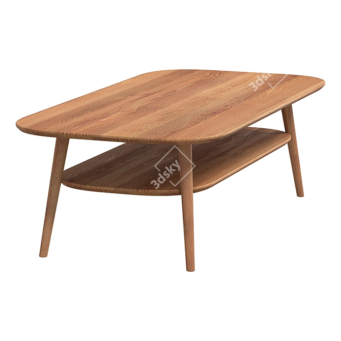 Scandinavian Style Ash Wood Table 3D model image 4