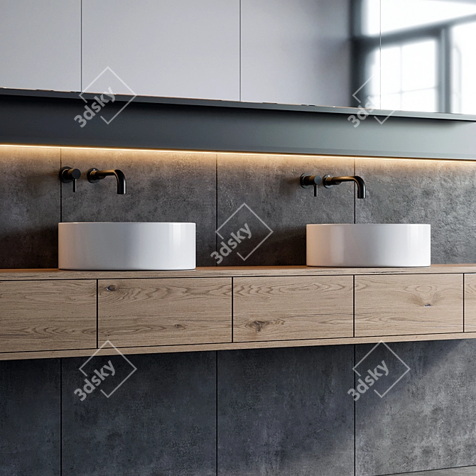 Modern Bathroom Furniture Set with Gessi Faucet 3D model image 2