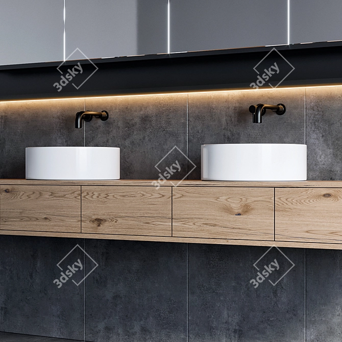 Modern Bathroom Furniture Set with Gessi Faucet 3D model image 3