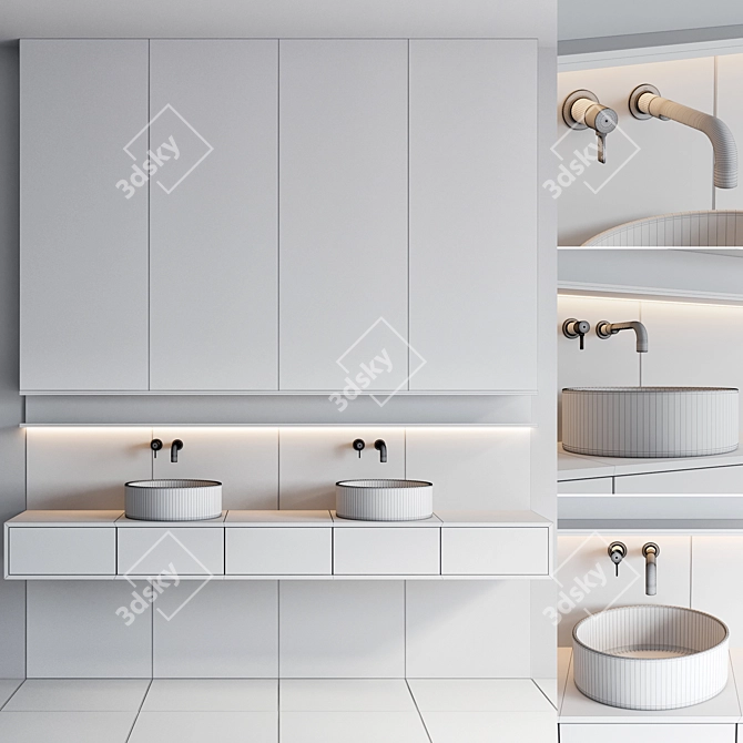 Modern Bathroom Furniture Set with Gessi Faucet 3D model image 5