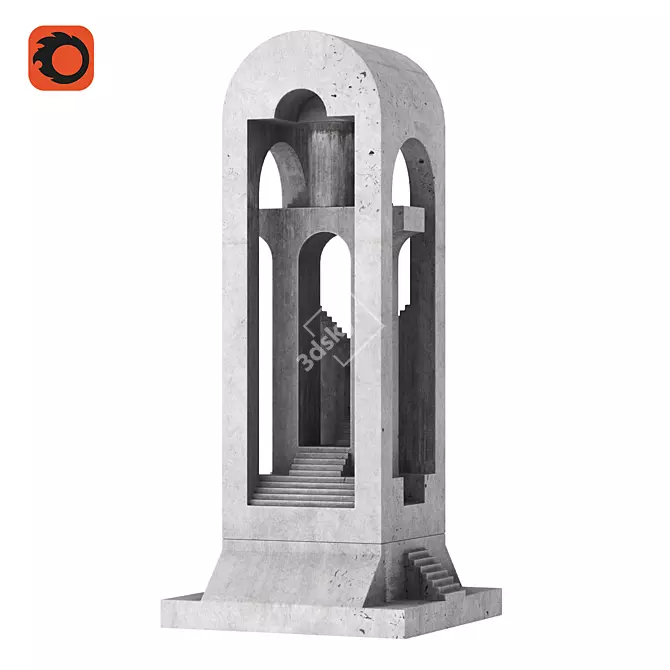 Umemoto Replica Concrete Sculpture 3D model image 2