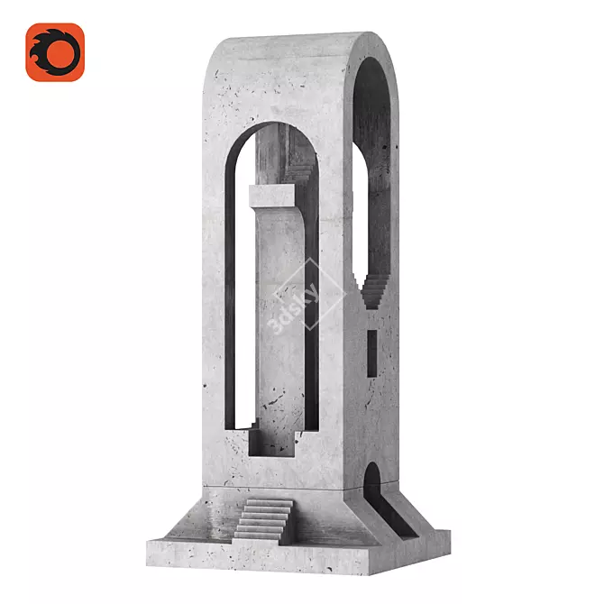 Umemoto Replica Concrete Sculpture 3D model image 3