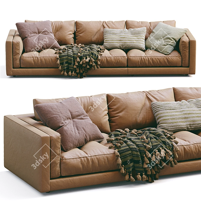 Luxury Leather Sofa Modern Design 3D model image 2