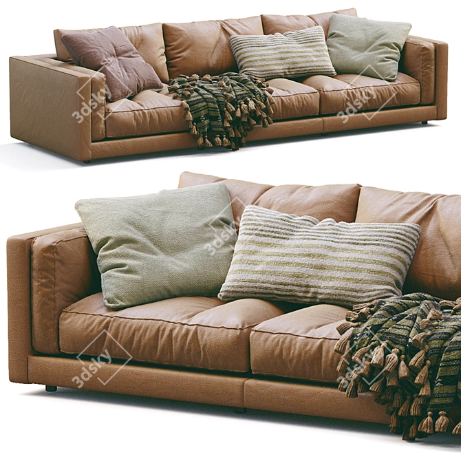 Luxury Leather Sofa Modern Design 3D model image 5