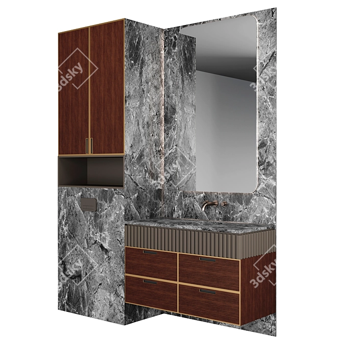 Modern Bathroom Vanity Set 3D model image 2