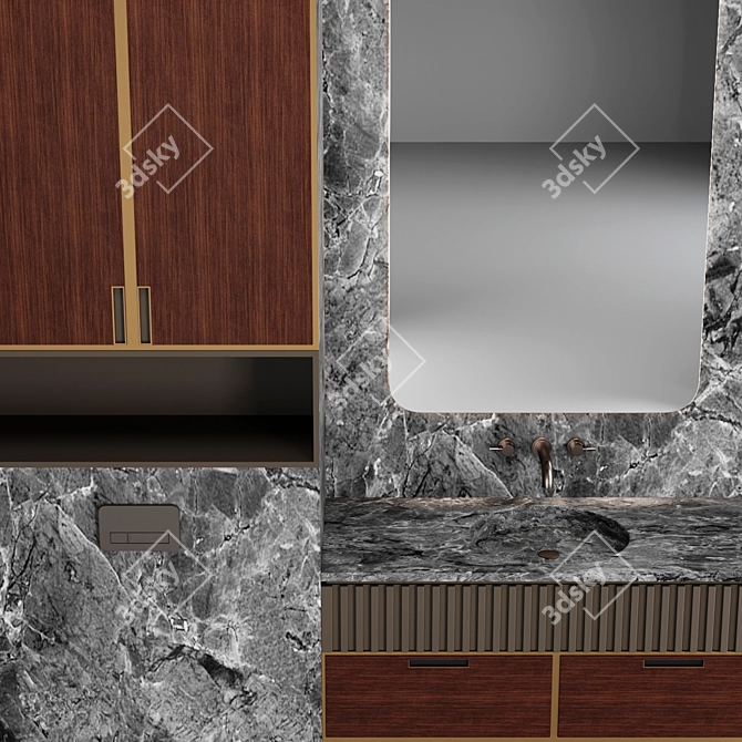 Modern Bathroom Vanity Set 3D model image 3