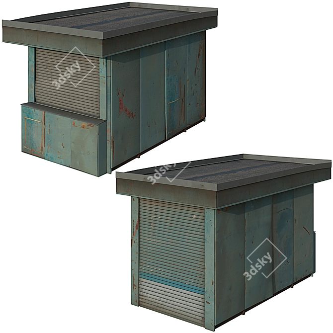 Vintage Kiosk Low Poly Pack 3D model image 4