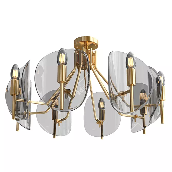 Chic Ceiling Chandelier in Gold 3D model image 1